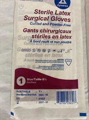 Dynarex #2365 Sterile Latex Surgical Gloves, Size 6.5 – lot of 2 pairs