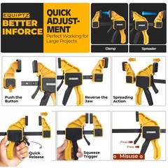 6 Pack Bar Clamps for Woodworking – 2 Pcs 12″ & 4 Pcs 6″ Quick Grip Clamps Set w