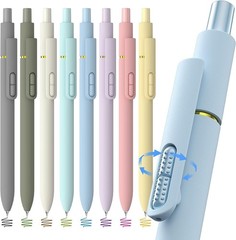 HIACRY 8 Pack Colorful Gel Ink Pens，Quick-Dry 0.7mm Fine Point Fidget Pens for