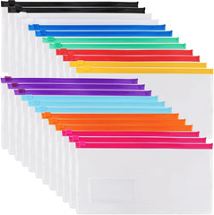 24 Sobres Plasticos con Cierre Reutilizables A6 10 Colores Oficina