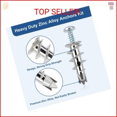116 Pcs Metal Drywall Anchors Zinc Self-Drilling Screws Kit