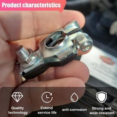 Corrosion Resistant Top Post Battery Terminal Clamps with 2 Washers, 1 Pair