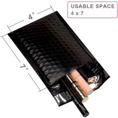 Black Poly Bubble Mailers #000 4×8 Padded Envelopes Self Seal Shipping Bags