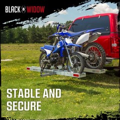 Black Widow Double Motorcycle Carrier with Ramp for 2″ Hitch, 600 Pound Capacity