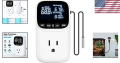 Heavy-Duty 15A Fahrenheit Thermostat Socket with Timer for Greenhouse & Aquarium