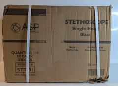 Box of 100 ASP MEDICAL Single Head Patient Hospital Care Stethoscope black New