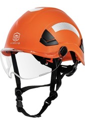 Safety Helmet Hard Hat with Visor & Chin Strap OSHA Approved – Brimless Vented
