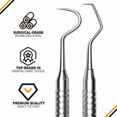 Dental Tools, Dental Pick for Teeth Cleaning, Stainless Steel Hygiene Kit with