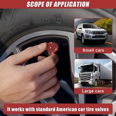 4PCS Handmade Bling Crystal Diamond Tire Valve Caps, Shinny Rhinest Color: Red