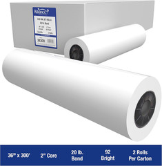 Alliance Wide Format Paper CAD Bond Rolls (20Lb | 2 Rolls, 36 in X 300 Ft | 2″ C