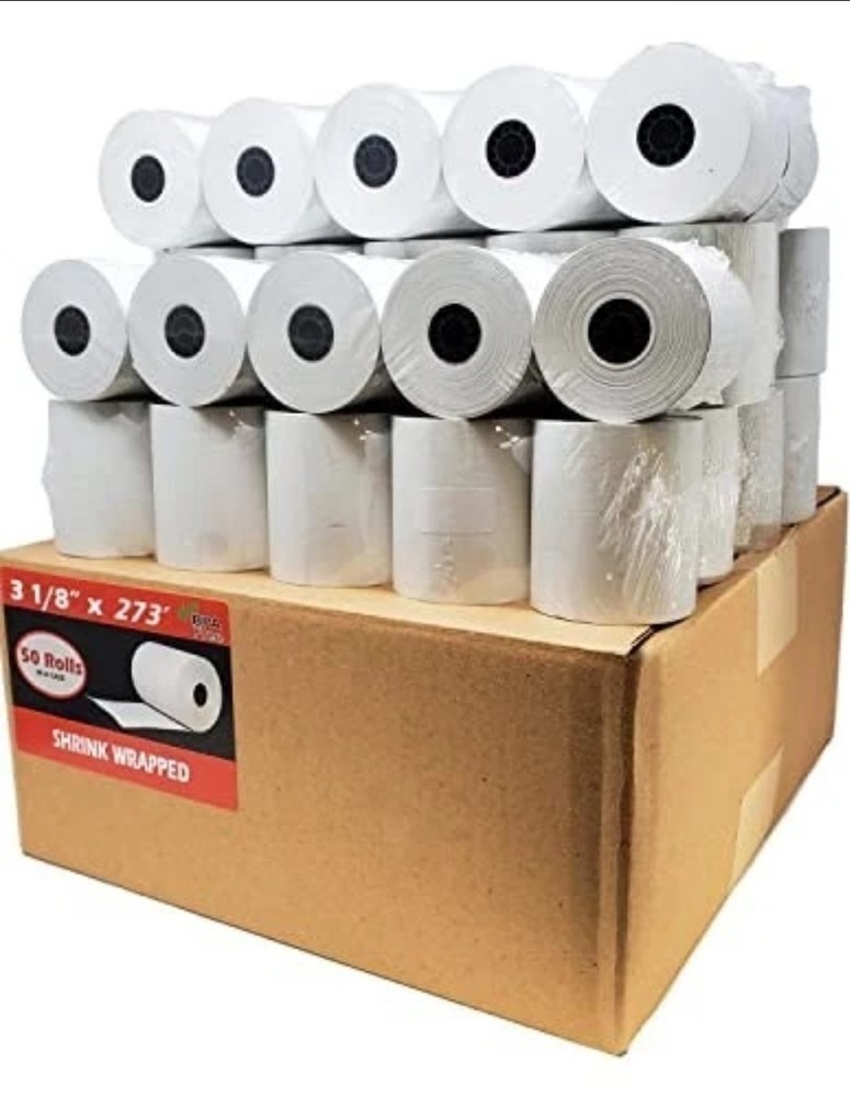 50 Rolls 3 1/8″ x 273 ft Thermal Paper Receipt POS Cash Register BPA Free 55 GSM
