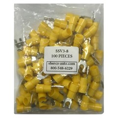 (100) Vinyl Insulated Spring Spade Terminal 12-10 AWG #8 Stud Wire Connector