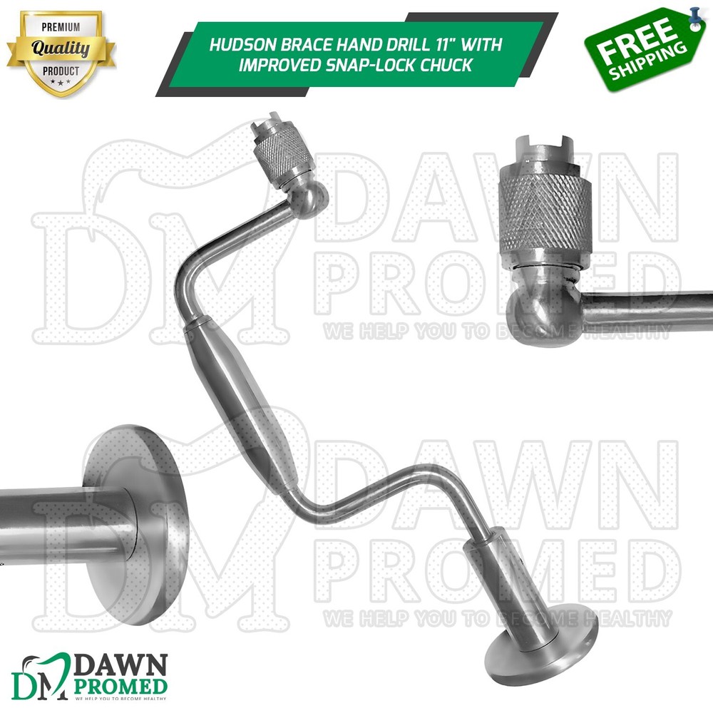 Hudson Brace Hand Drill 11″ With Improved Snap-Lock Chuck orthopedic Instruments