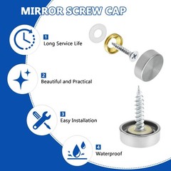 ZIUZI 24 Pcs Stainless Steel Screw Cover Cap, 0.63″/16mm Diameter Mirror Scre…