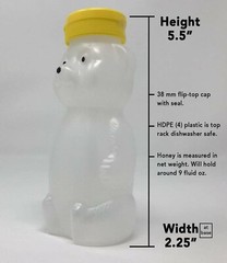 6 pack 12 ounce empty plastic honey bear jar bottles with flip top lid cap…