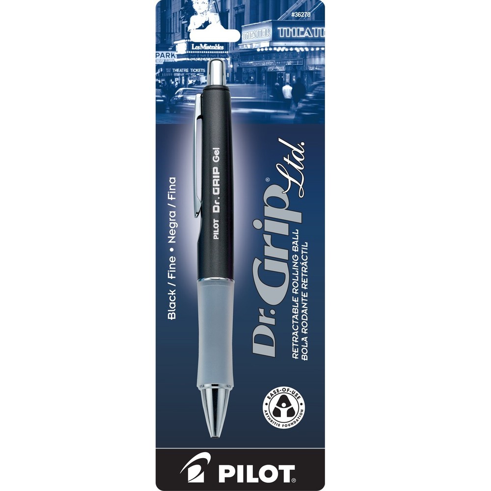 36270 Pilot Dr. Grip Ltd. RT Gel Rollerball, Charcoal Gray Barrel, Fine, 10 Each