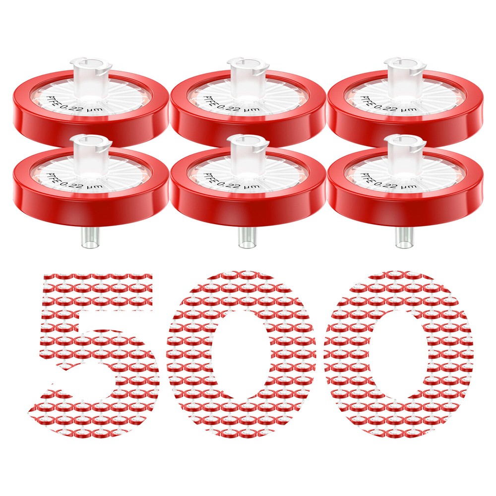 500PCS Lab PTFE Membrane Syringe Filter 0.22 m 25mm Hydrophobic High Purity HPLC