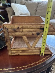Bamboo Woven Rattan 2 Tiered Desk Organizer, Burnished 🔥 Good Condition