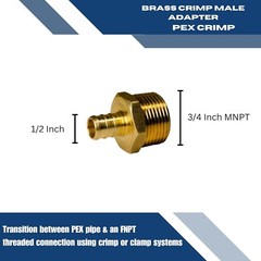 1) 1/2″ PEX X 3/4″ MALE NPT THREADED ADAPTER BRASS CRIMP FITTINGS – LEAD FREE