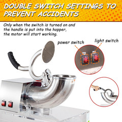 48L Snow Cone Machine, 500LB/H Commercial Shaved Ice Machine, 300W Electric Ice