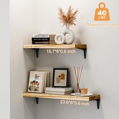 SKYSEN Floating Shelves for Wall Set of 6, 15.7in Wood 15.7″, Rustic Brown