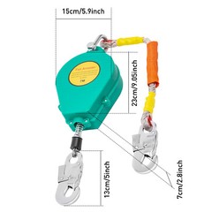 23ft Self Retracting Lifeline Lanyard Fall Arrester Protection+Hook Rope 330lbs