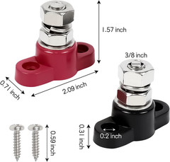 2PCS Single Stud Battery Junction Posts Block, 12V 3/8″ Insulated Battery Cable