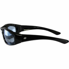 Birdz Eyewear Oriole Padded Motorcycle Riding Sunglasses Black Frame w/ Blue