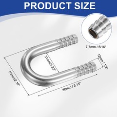 U Shaped Hose Barb Fitting 1/2″ (12mm) OD 304 Stainless Steel U-Joint Connector