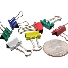 Mini Binder Clips 60 Count Assorted Colors Storage Tub 1/4 Inch Capacity Metal