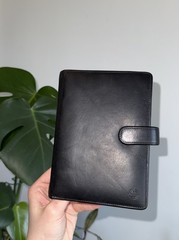 VTG Franklin Covey Black Compact Full Grain Nappa Genuine Leather 6 ring USA