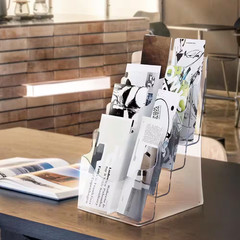 Magazine Display Stand, Acrylic Brochure Display 8.5 X 11 In. 4-Tier Magazine Ra