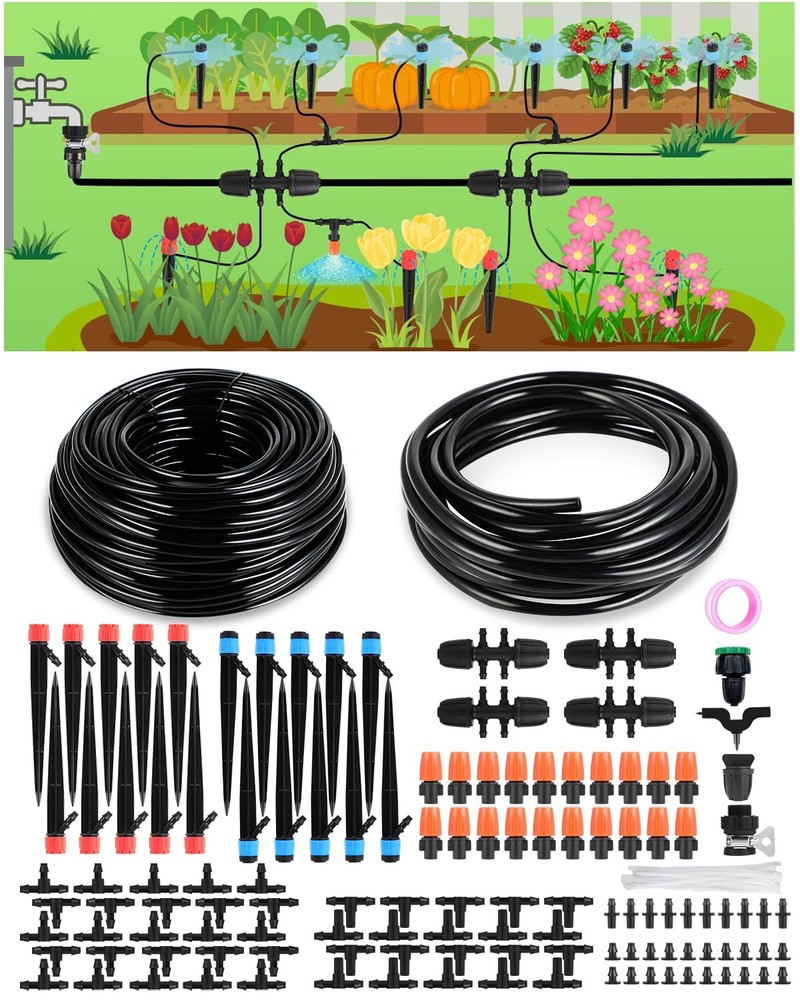Drip Irrigation System for Watering Garden: 230FT Misting Sprinkler DIY