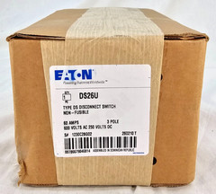 NEW – Eaton DS26U Type DS Disconnect Switch Non-Fusible 60A 3P 600V AC – 250V DC