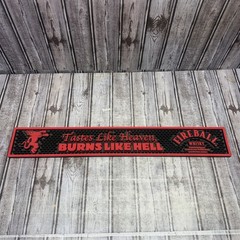 Fireball Whiskey Rubber Bar Rail Spill Drip Mat Runner – 3.5×23.5 – Black & Red