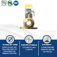 1 Pc. 1/2″ Pex Ball Valve with Drop Ear, Lead Free Brass, Full Port, 24-3-3=1