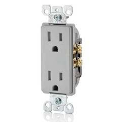 Leviton 15 Amp Decora Tamper-Resistant Duplex Electrical Wall 1 Pack, Gray