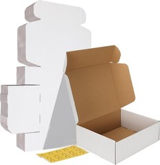 12x10x4 White Corrugated Shipping Boxes – Pack of 15