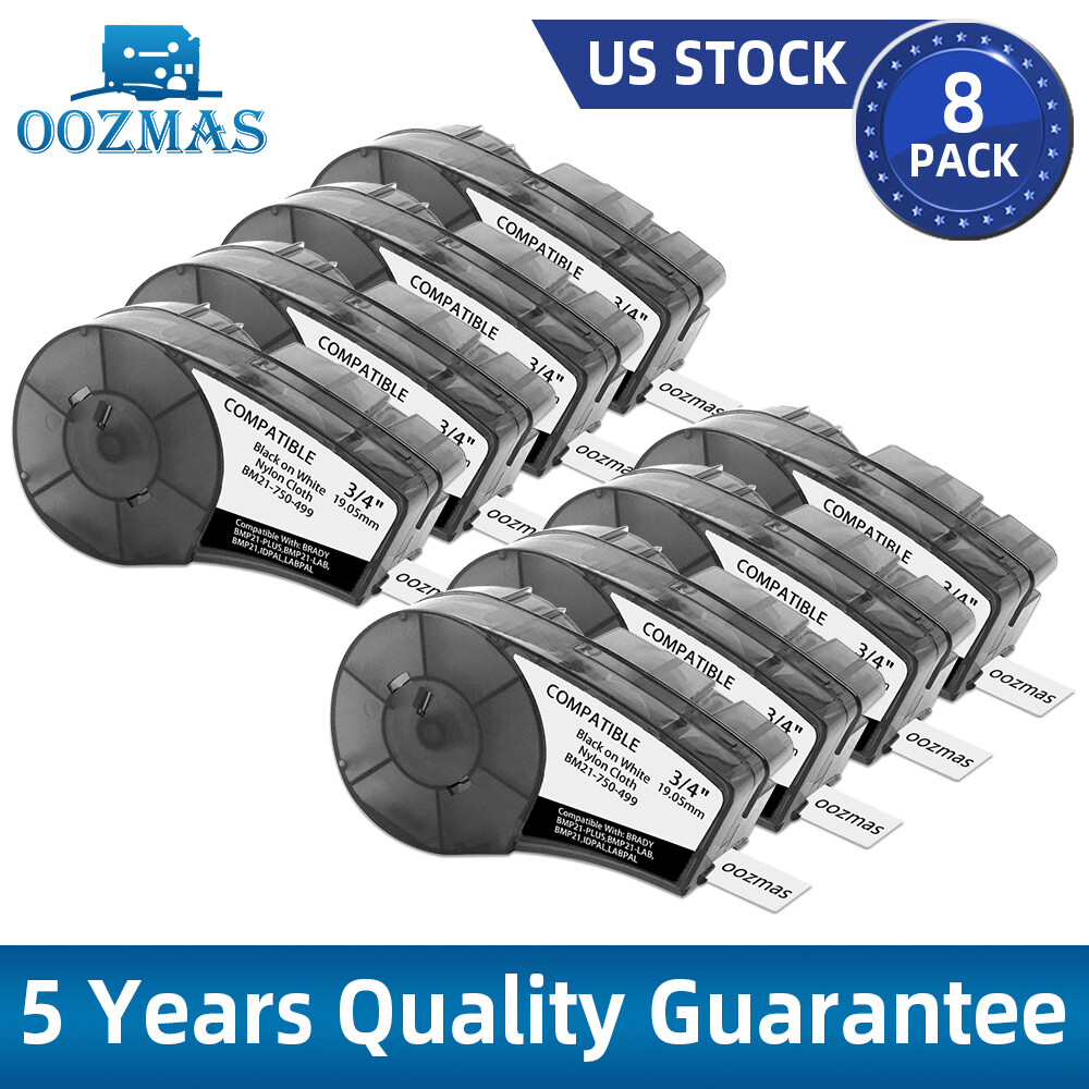 10X Label Cartridge For Brady BMP21-PLUS M21-750-499 Black/White 3/4″ x16′ Nylon