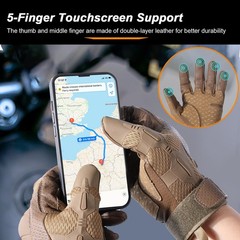 Touchscreen Anti-Slip Full Finger Gloves for Men Brown Large
