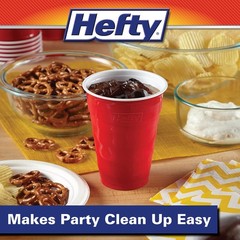 Party On Disposable Plastic Cups, 50 Count, 18 Oz 50 count, Red