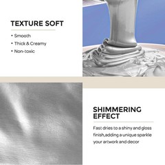 Metallic Silver Acrylic Paint, 8.45oz/250ml Silver Leaf Paint, Non Toxic Fading