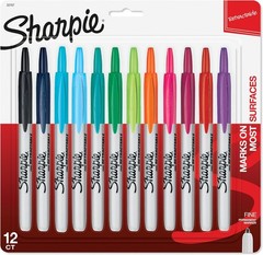 All-Purpose Retractable Fine Tip Permanent Markers – 12 Assorted Vibrant Shades