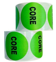 Core Labels – 2″ Round Return Automotive Parts 500 Each, 1-8 Rolls