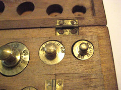 Antique Early 1900s Metric Weight set in Fitted Hardwood Box APOTHICARY