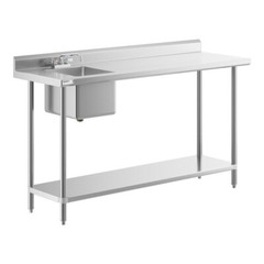 24″W x 72″L Stainless Steel Commercial Restaurant Work Table with Sink on Left