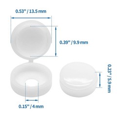 100pcs White Plastic Hinged Screw Cover Caps with Washer Flip Tops, Premium Fold