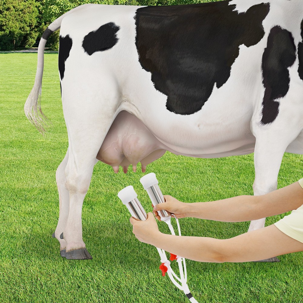 2in1 Pulsation Cow Milking Machine Milking Machine w/Stainless Steel Bucket 5L