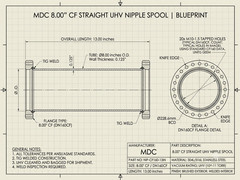 MDC 8.00″ CF Straight UHV Nipple Spool | DN160CF | 13″ Length | Audited Used