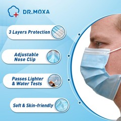 50 Pack ASTM Level 3 Disposable Face Masks – Medical Grade, Blue, 3-Ply Comfort